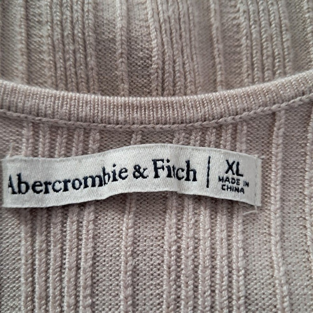 Abercrombie & Fitch XL Beige Ribbed Knit 2 Piece Midaxi Skirt and Crop Top Set - Picture 7 of 7